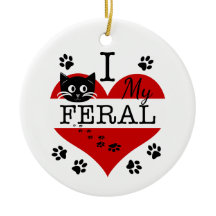 Eu Amo Meu Ornamento Feral De Gato Cerâmico