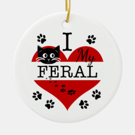 Cerâmica Eu Amo Meu Ornamento Feral De Gato Cerâmico