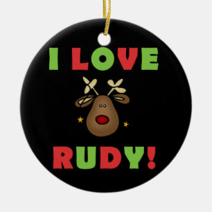 Cerâmica Eu amo o ornamento da lembrança do Natal de Rudy