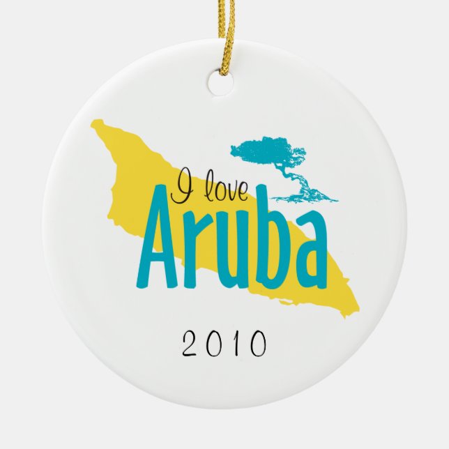 Cerâmica Eu amo o ornamento de Aruba (Frente)