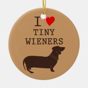 Cerâmica Eu amo o ornamento minúsculo de Daschund dos