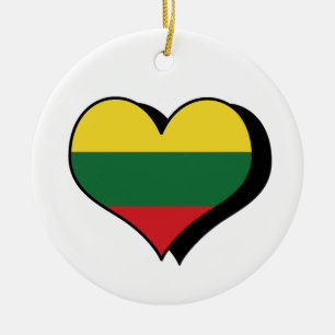 Cerâmica Eu Amo Ornamento de Bandeira da Lituânia