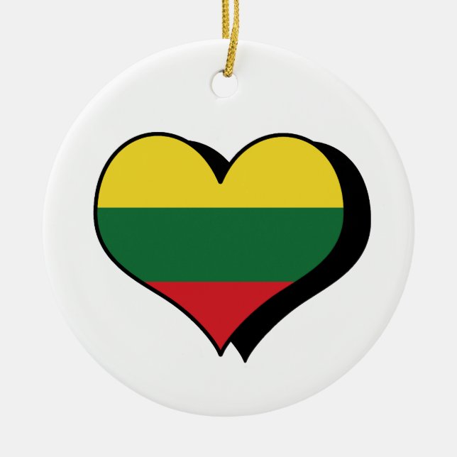 Cerâmica Eu Amo Ornamento de Bandeira da Lituânia (Frente)
