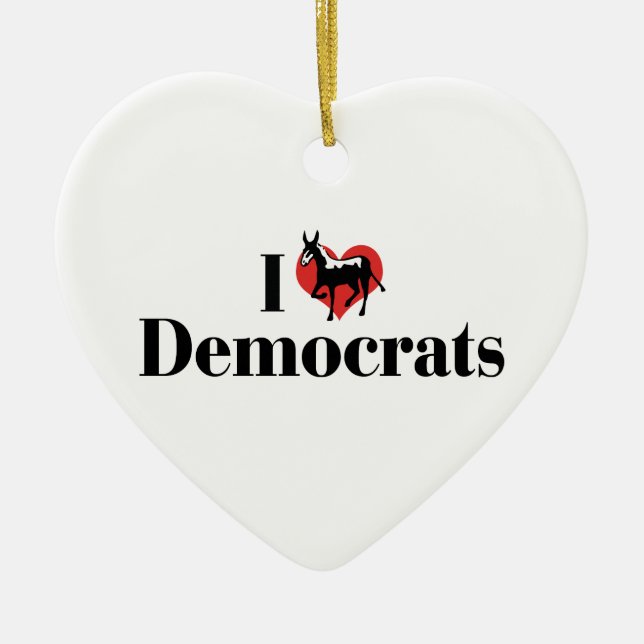 Cerâmica Eu Amo Ornamento de Democratas (Frente)