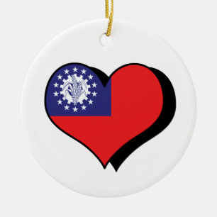 Cerâmica Eu Amo Ornamento de Mianmar