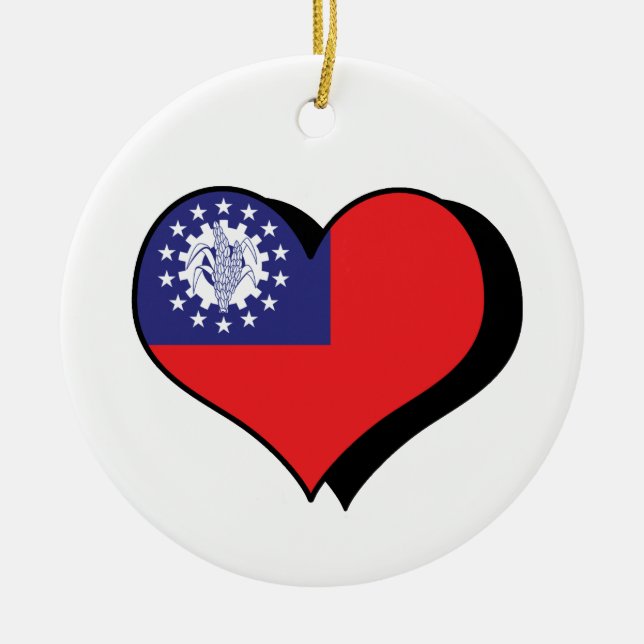 Cerâmica Eu Amo Ornamento de Mianmar (Frente)