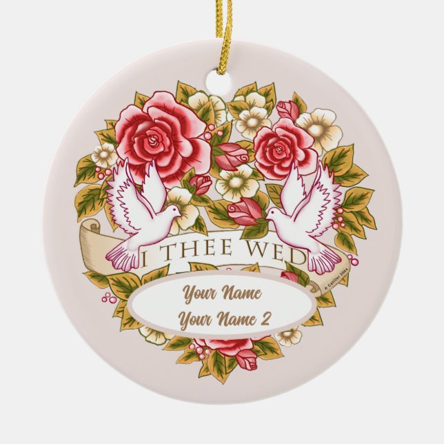 Cerâmica Eu Te Dou Em Casamento ornamento de casamento pers (Frente)