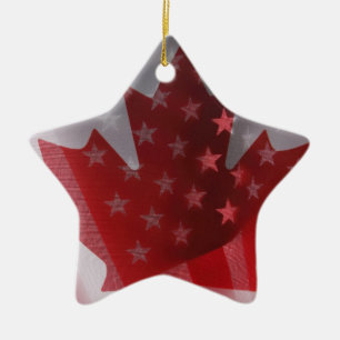 Cerâmica EUA e ornamento da estrela das bandeiras de Canad