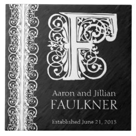 Cerâmica F Azulejo de Casamento "White Lace on Black"