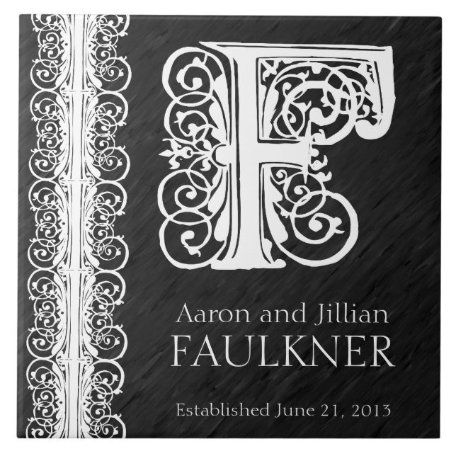 Cerâmica F Azulejo de Casamento "White Lace on Black" (Frente)