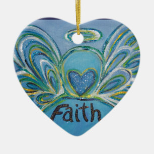 Cerâmica Faith Angel Word Art Ornamento de Férias