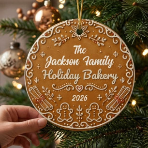 Cerâmica Família de Pão de Mel Personalizado, Ornamento de