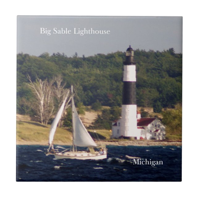 Cerâmica Farol de vela grande e azulejo de barco (Frente)