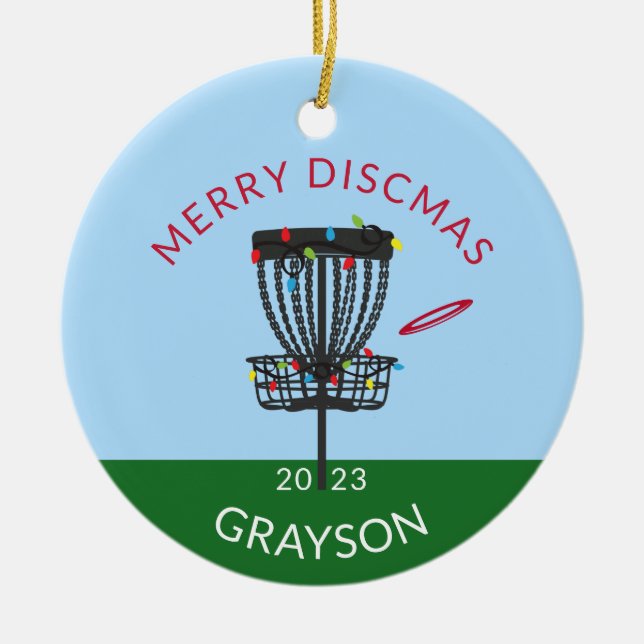 Cerâmica Feliz de Golf Discama Ornamento Cerâmico de Natal (Frente)
