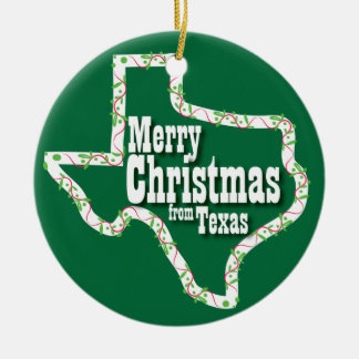 Cerâmica Feliz Natal do ornamento de Texas