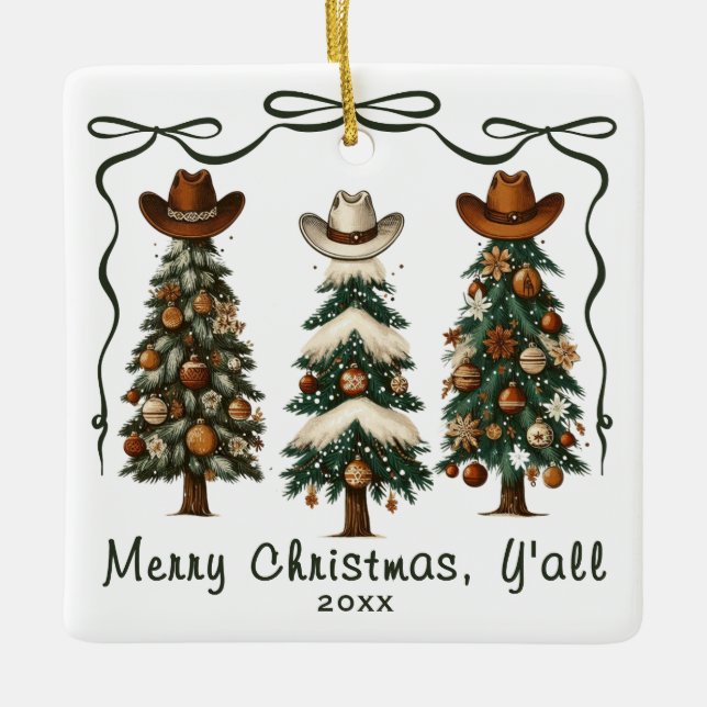Cerâmica Feliz Natal Ornamento de Árvore de Natal (Frente)