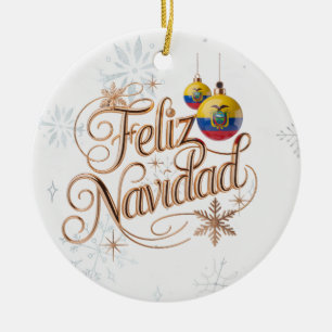 Cerâmica Feliz Navidad Equador Ornamento de Natal Personali