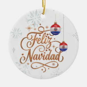 Cerâmica Feliz Navidad Paraguai Ornamento de Natal Personal