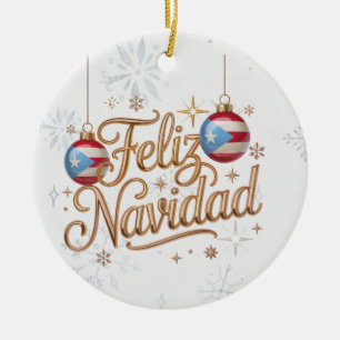 Cerâmica Feliz Navidad Porto Rico Ornamento de Natal Person