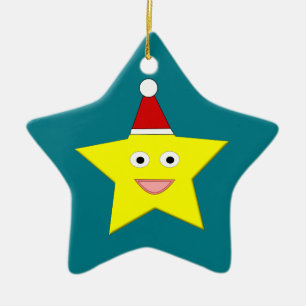 Cerâmica Feliz Pequeno Ornamento das Estrelas de Natal