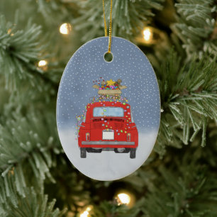 Cerâmica Fiat 500 com presentes de Natal Ornamento cerâmico