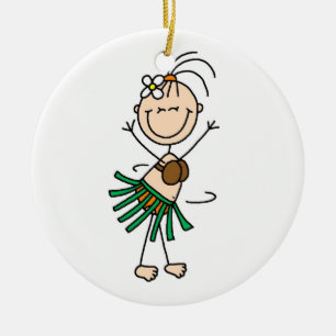 Cerâmica Figura ornamento da vara da dança de Hula