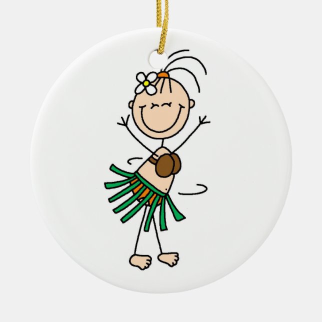 Cerâmica Figura ornamento da vara da dança de Hula (Frente)