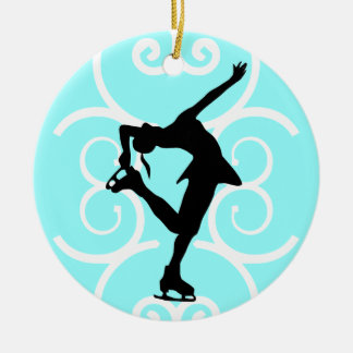 Cerâmica Figura ornamento do patinador - azul de gelo -