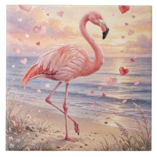 Cerâmica Flamingo do Dia dos Namorados com Azulejo de Cerâm