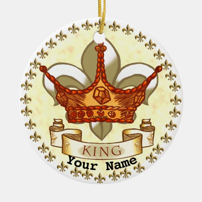 Cerâmica Fleur De Lis Crown King ornamento de Pai (Frente)