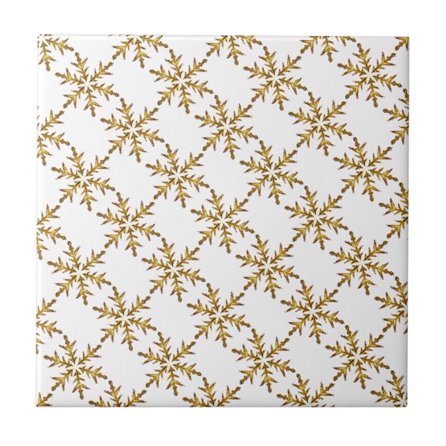Cerâmica Floco de neve Dourado e Azulejo branco (Frente)