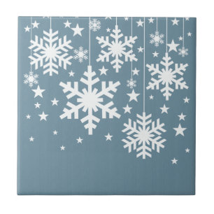 Cerâmica Flocos de neve e Azulejo de estrelas, azul