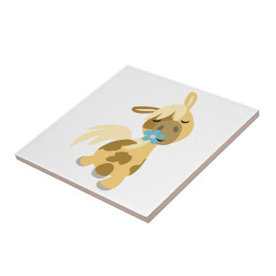 Cerâmica Flor Azul e Azulejo de Pony de Cartoon