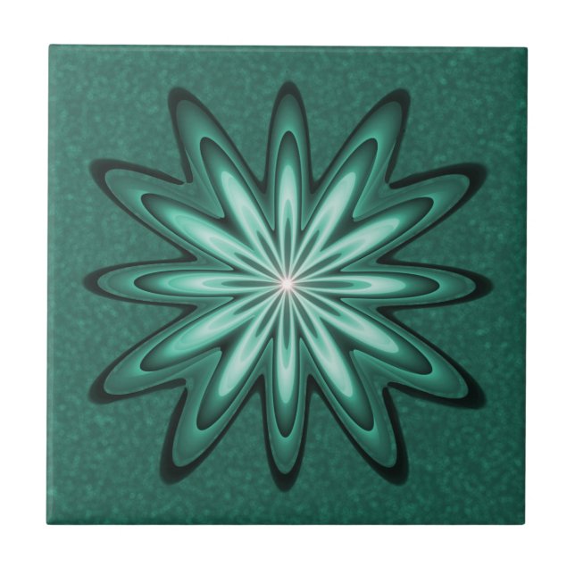 Cerâmica Flor da estrela do verde de mar no azulejo de (Frente)