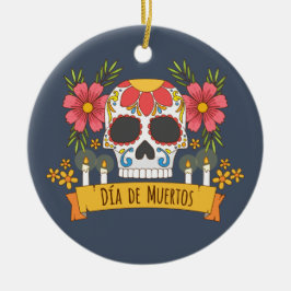 Cerâmica Floral Skull Dia de los Muertos | Ornamento