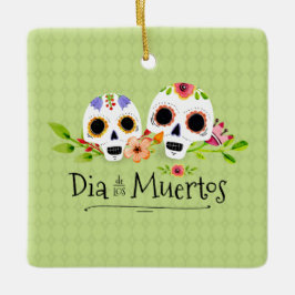 Cerâmica Floral Sugar Skulls Dia de Muertos | Ornamento