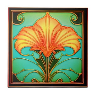 Cerâmica Flores Amarelas Verde Deixa Azulejo Cerâmico de Ar