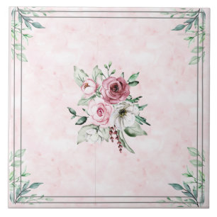 Cerâmica Flores de Azulejo cerâmicas, cor-de-rosa e cinza