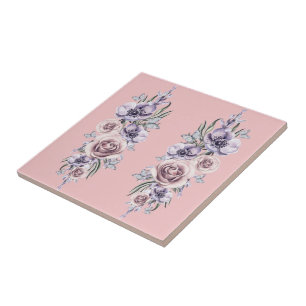 Cerâmica Flores de Azulejo cerâmico cor-de-rosa e borboleta