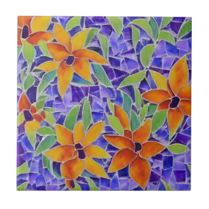 Cerâmica Flores de laranja azulejo roxa-do-marroquino