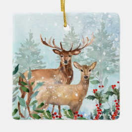 Cerâmica Floresta de inverno, veado, chaleira, ornamento ce