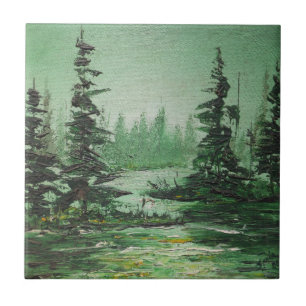 Cerâmica Floresta Verde de Pintura de azulejo Ann Hayes
