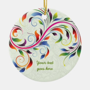 Cerâmica Folha de pergaminho colorida, ornamento retrô flor