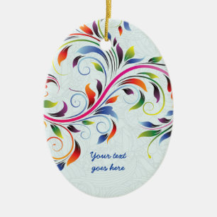 Cerâmica Folha de rolagem colorida, ornamento floral azul p