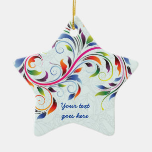 Cerâmica Folha de rolagem colorida, ornamento floral azul p