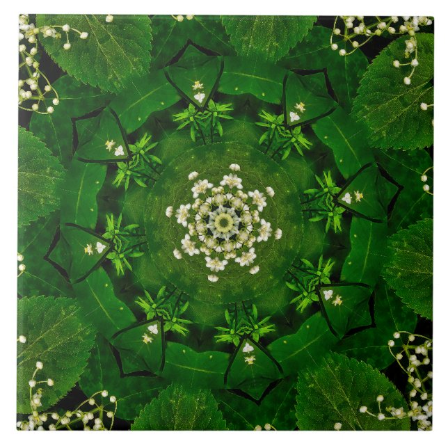 Cerâmica Folhas de primavera e flores Azulejo cerâmico (Frente)