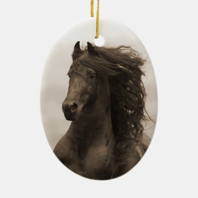 Cerâmica Frísia Executa Ornamento de Feriado de Cavalo (Verso)