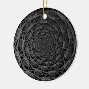 Cerâmica Galáxia de Filamentos em Ornamento Preto e Branco