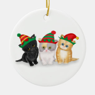 Cerâmica Gatinhos bonitos personalizados ornamento de árvor
