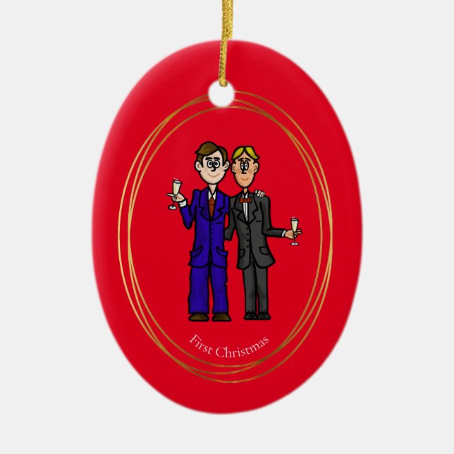Cerâmica Gay Casal 1º Ornamento de Natal (Frente)